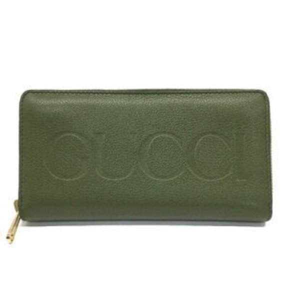Gucci Zip Wallet Leather Long Green - Picture 1 of 7